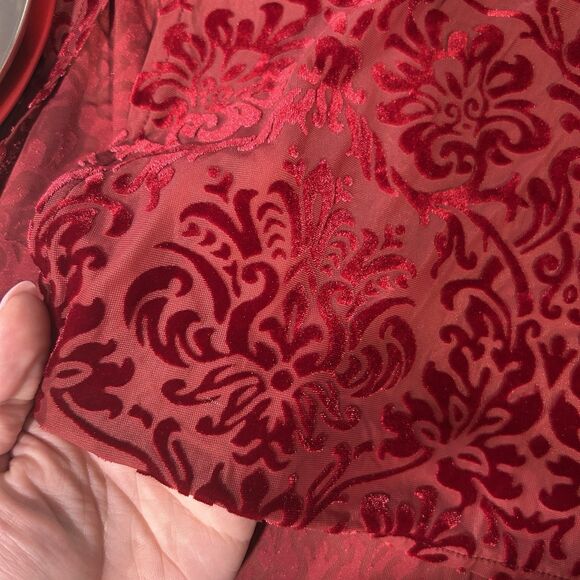 Cato Womens Velvet Burn Out Top Small Tunic Semi Sheer Floral Modest Stretch - Picture 8 of 13